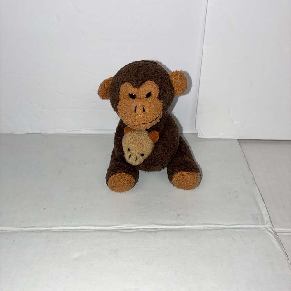 Russ Berrie Plush Monkey Holding Baby Stuffed Animal Brown Toy